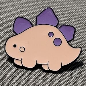 Dinosaur Enamel Pin Chonky Chibi Pink And Purple Stegosaurus
